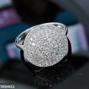 Silver Layered Full Zircon Studded Circle Ring