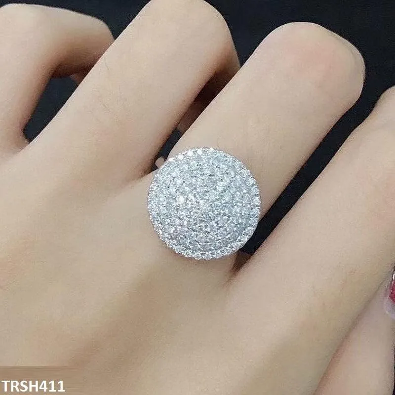Silver Layered Full Zircon Studded Circle Ring