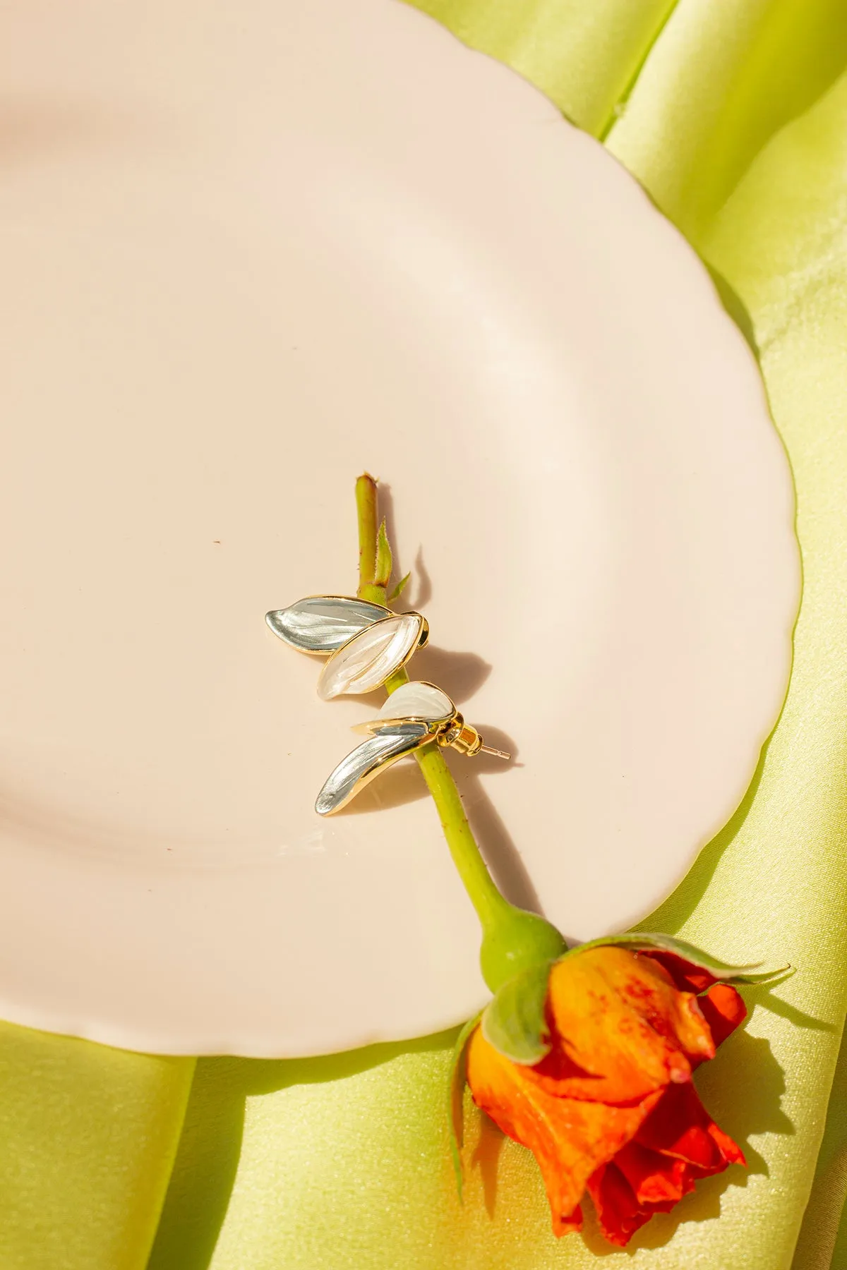 Silver Leaf Layer Stud Earrings