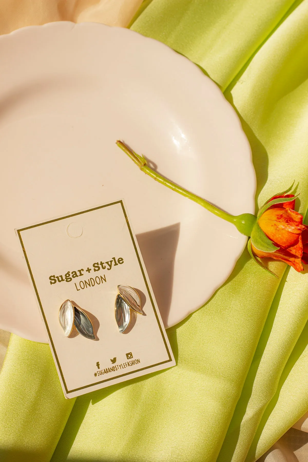 Silver Leaf Layer Stud Earrings