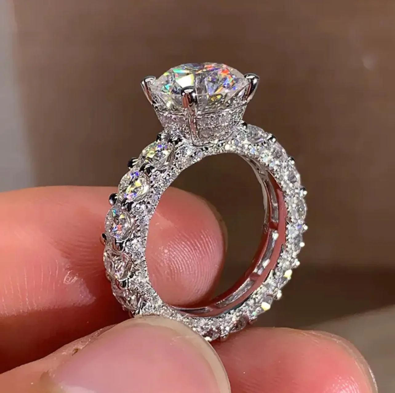 Silver Love Diamond Zircon Ring