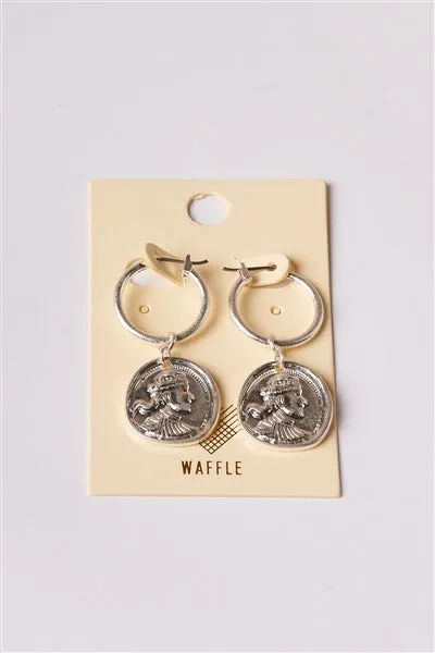 Silver Mini Ancient Coin Drop Earrings