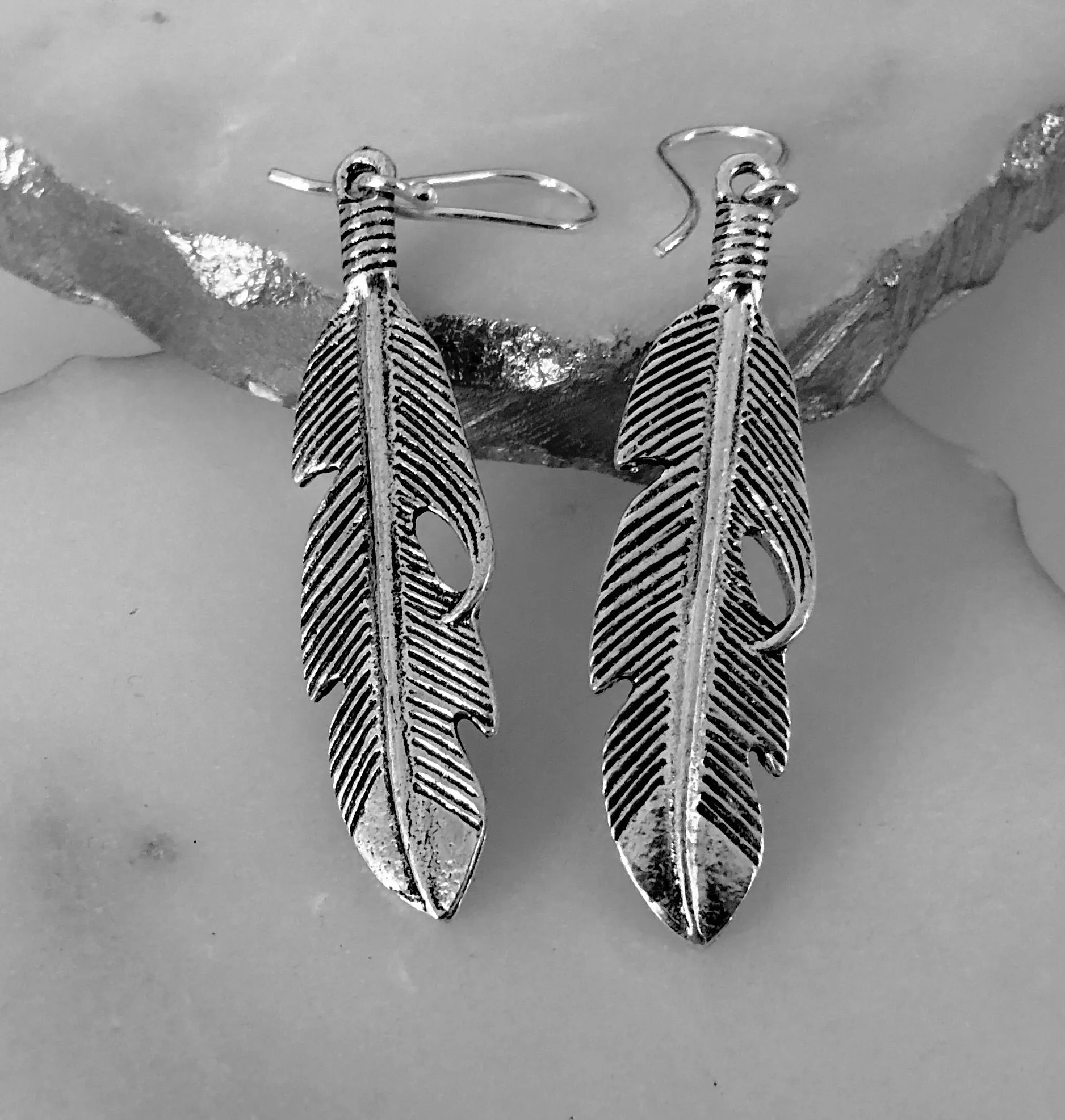 Silver Plated Feather Earrings
