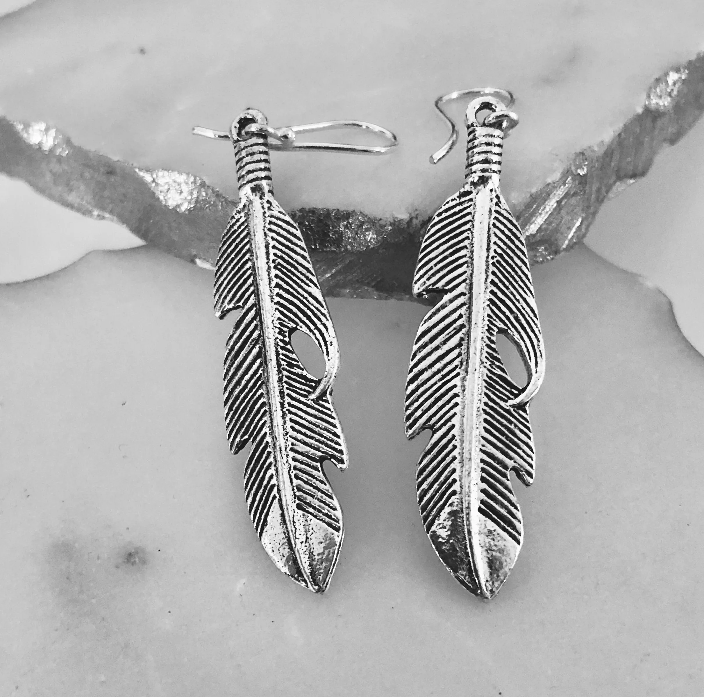 Silver Plated Feather Earrings