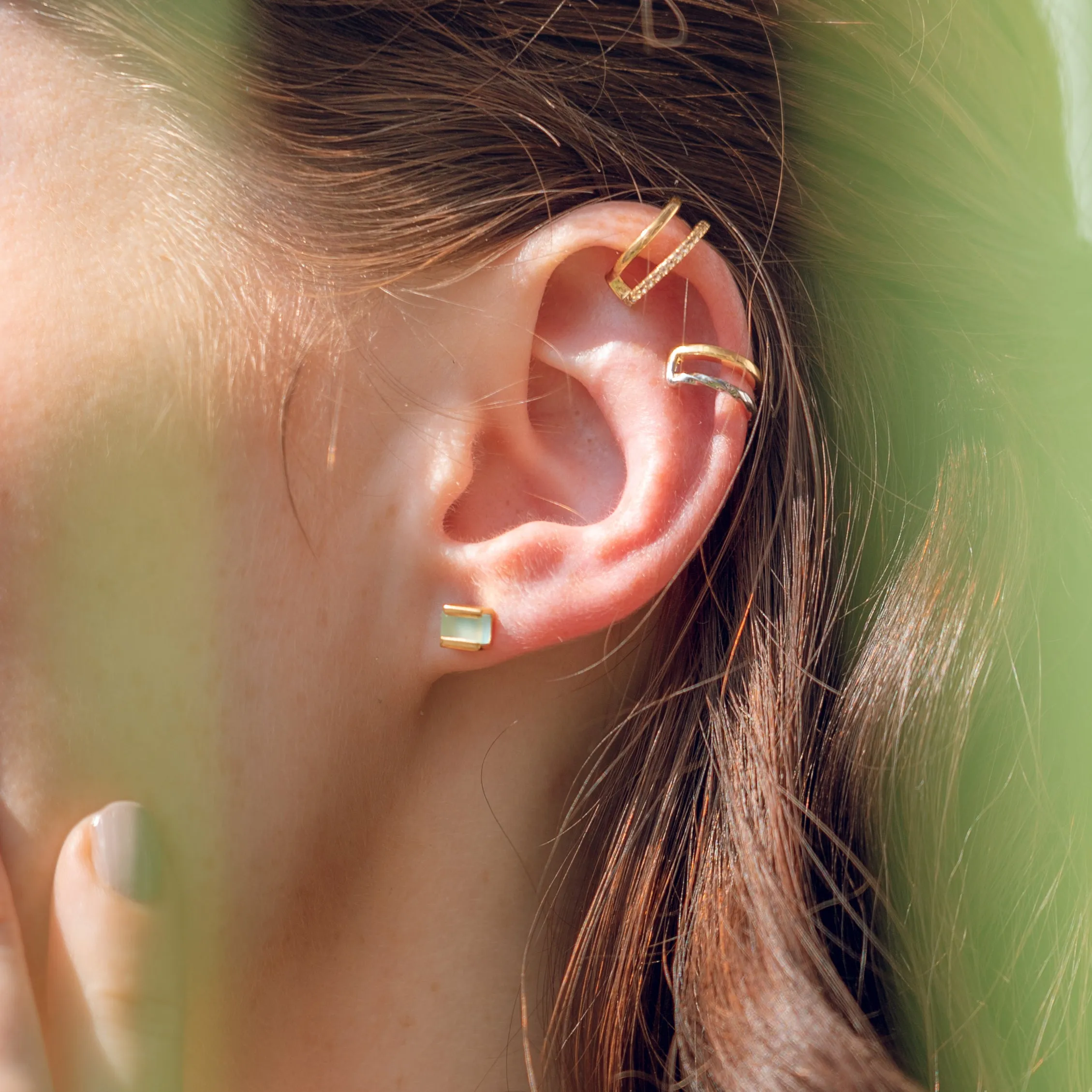 Silver Red Onyx Studs Cubo