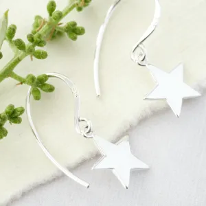 Silver Star Drop Earrings