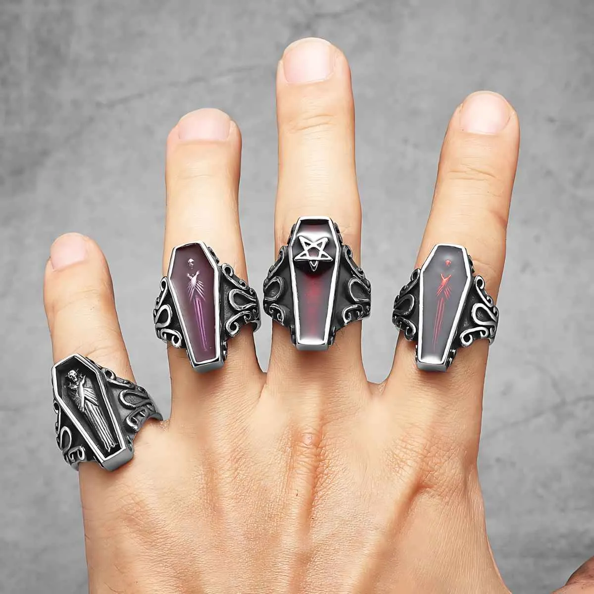 Silver Vampire Coffin Ring