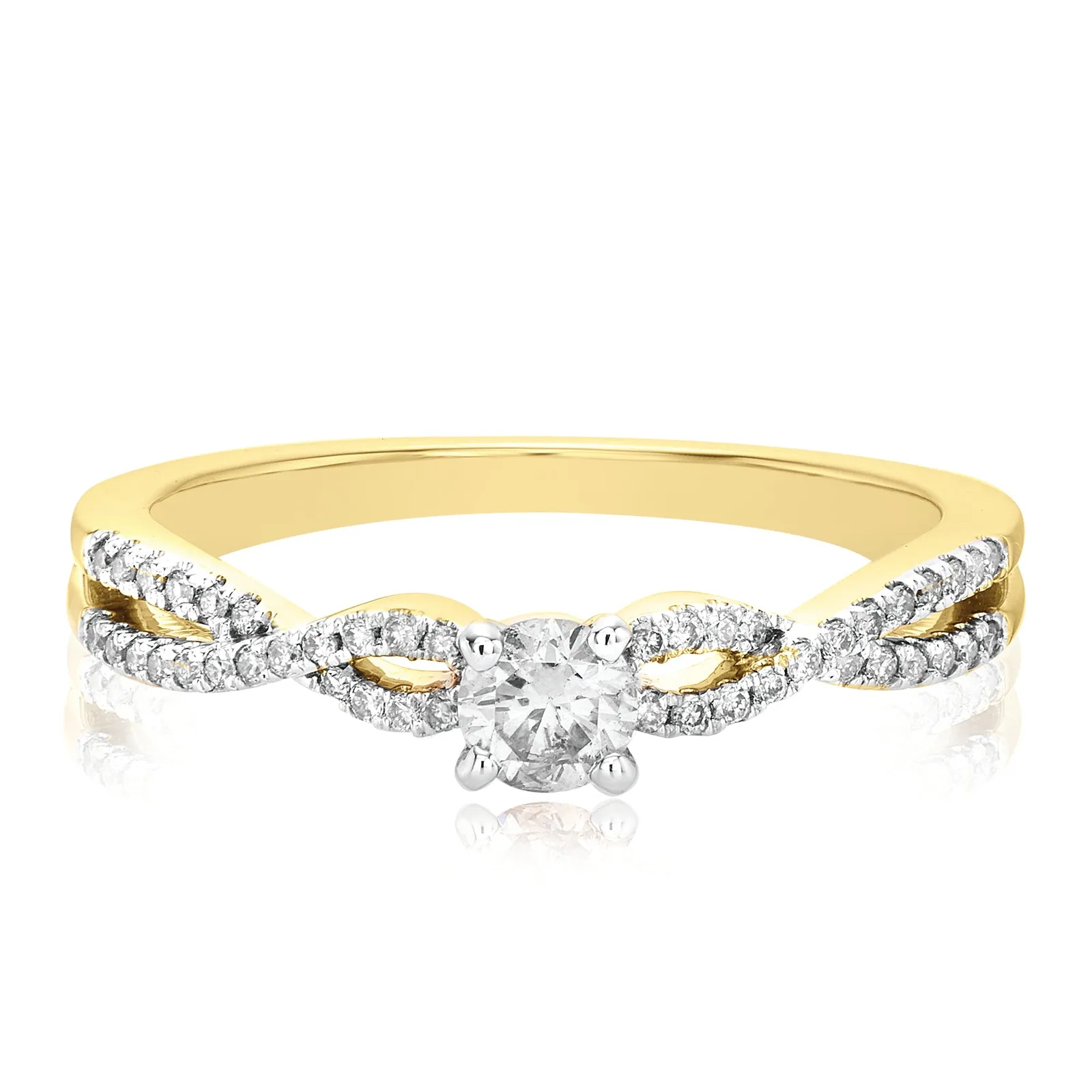 Solitaire 9ct Yellow Gold with Round Brilliant Cut 1/3 CARAT tw of Diamond Engagement Ring