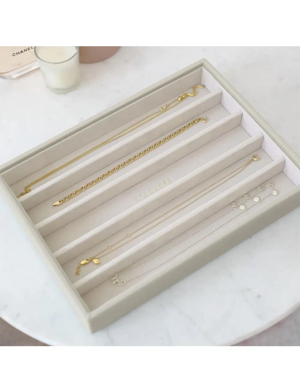 Stackers Classic 5 Compartment Necklace Holder Oatmeal