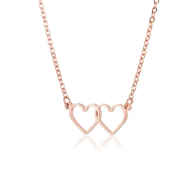 Stainless Steel Gold Chain Heart Necklaces For Women