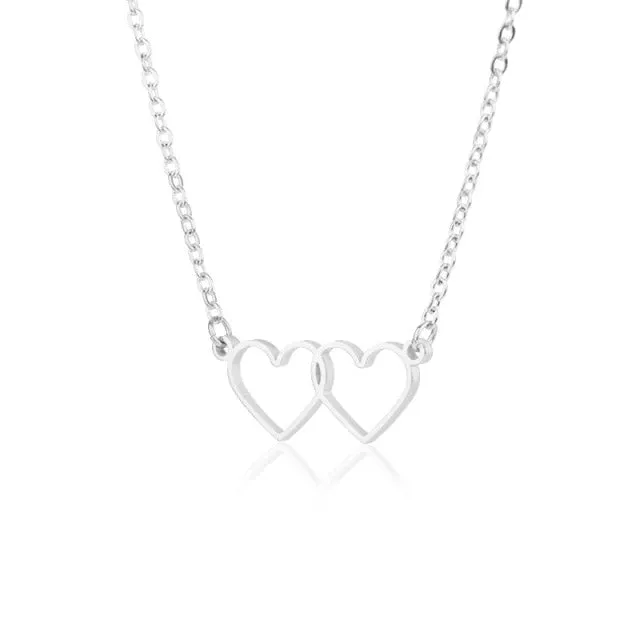 Stainless Steel Gold Chain Heart Necklaces For Women