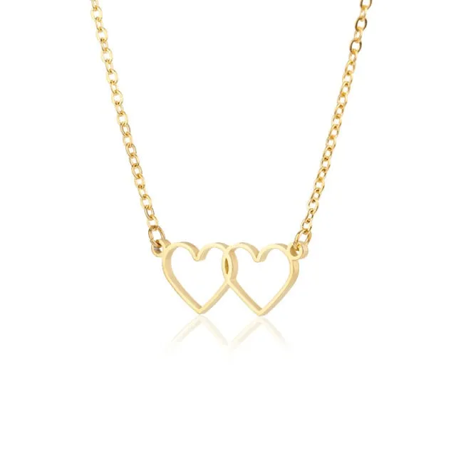 Stainless Steel Gold Chain Heart Necklaces For Women