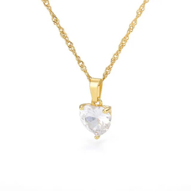 Stainless Steel Gold Chain Heart Necklaces For Women