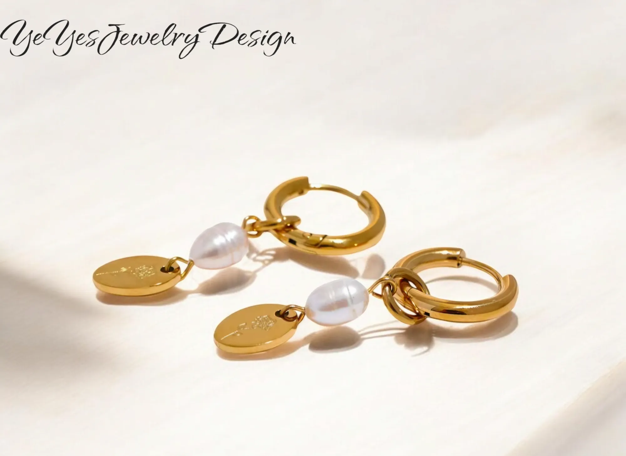 Stainless Steel Natural Pearl Charm Flower Drop Chic Earrings.