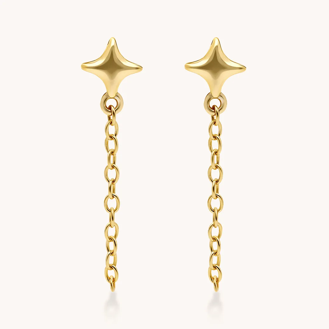 Starburst Dangle Chain Earrings
