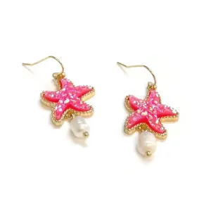 Starfish Druzy Drop Earrings