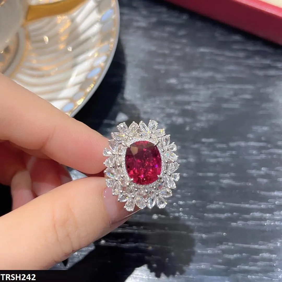 Step Cubic Zircon Flowers Adjustable Ring