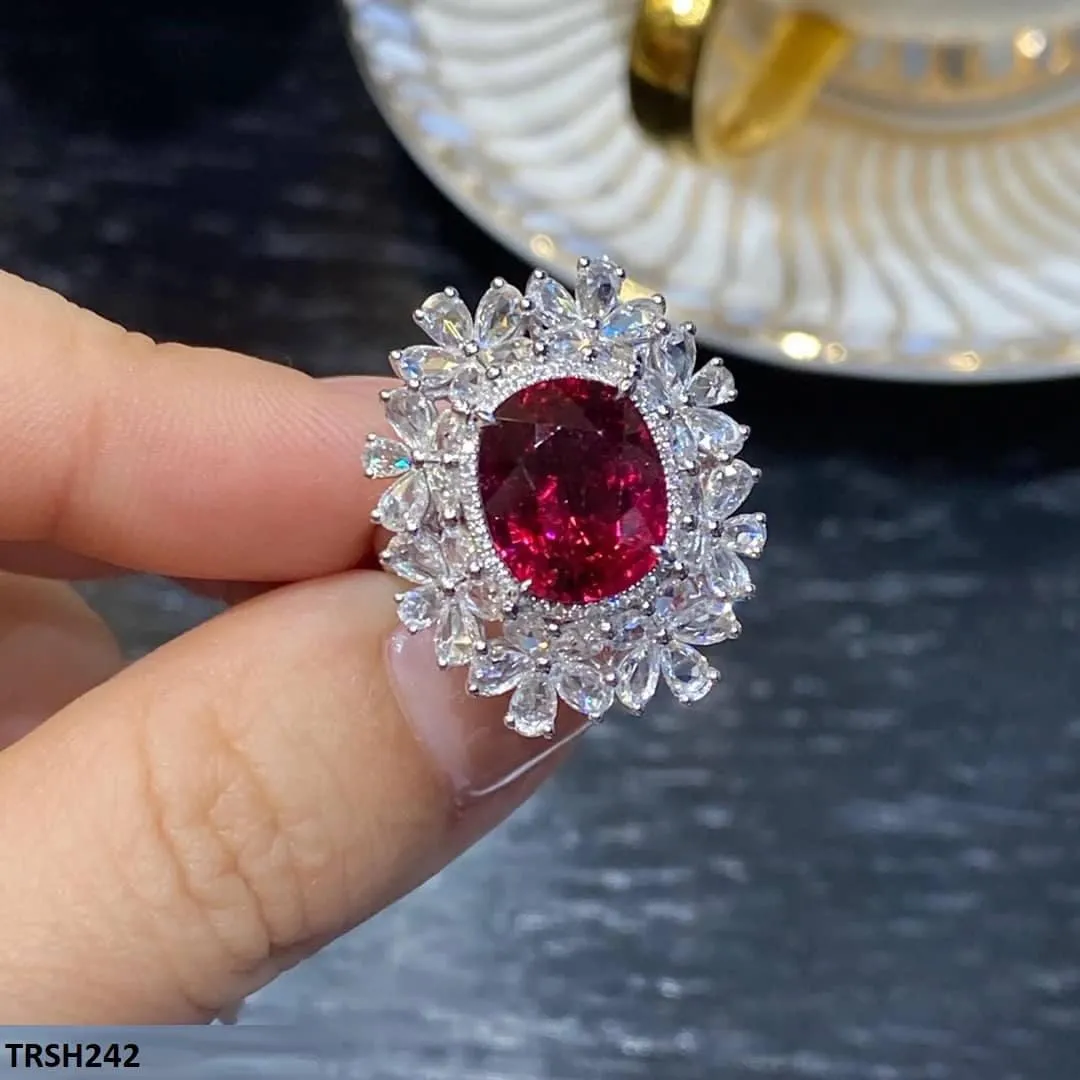 Step Cubic Zircon Flowers Adjustable Ring