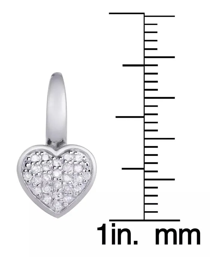 Sterling Silver 1/4 Ct Diamond Heart Lever Back Earring
