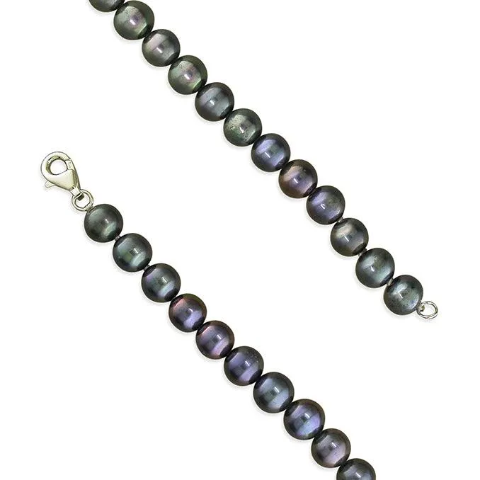 Sterling Silver and Peacock Freshwater Pearl Necklace