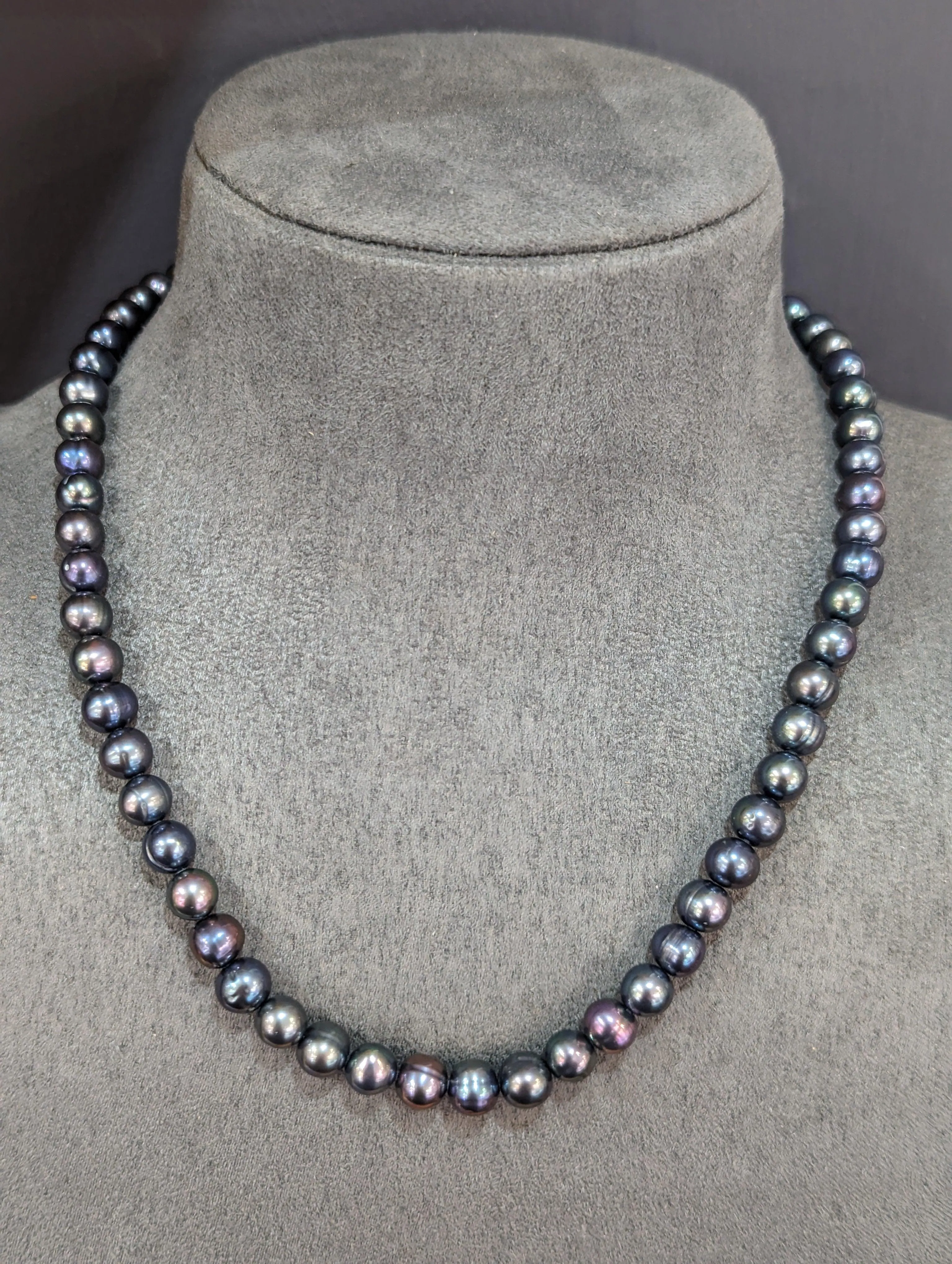 Sterling Silver and Peacock Freshwater Pearl Necklace