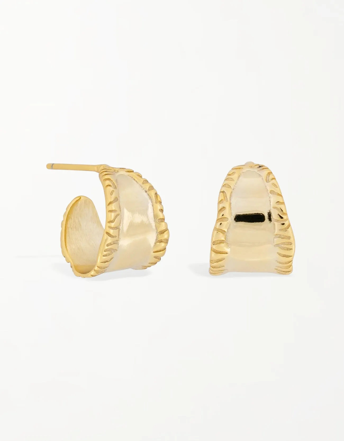 Sterling Silver Leaf Design Hoops with 18k Gold Plating