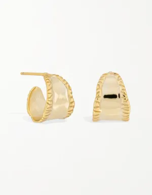 Sterling Silver Leaf Design Hoops with 18k Gold Plating