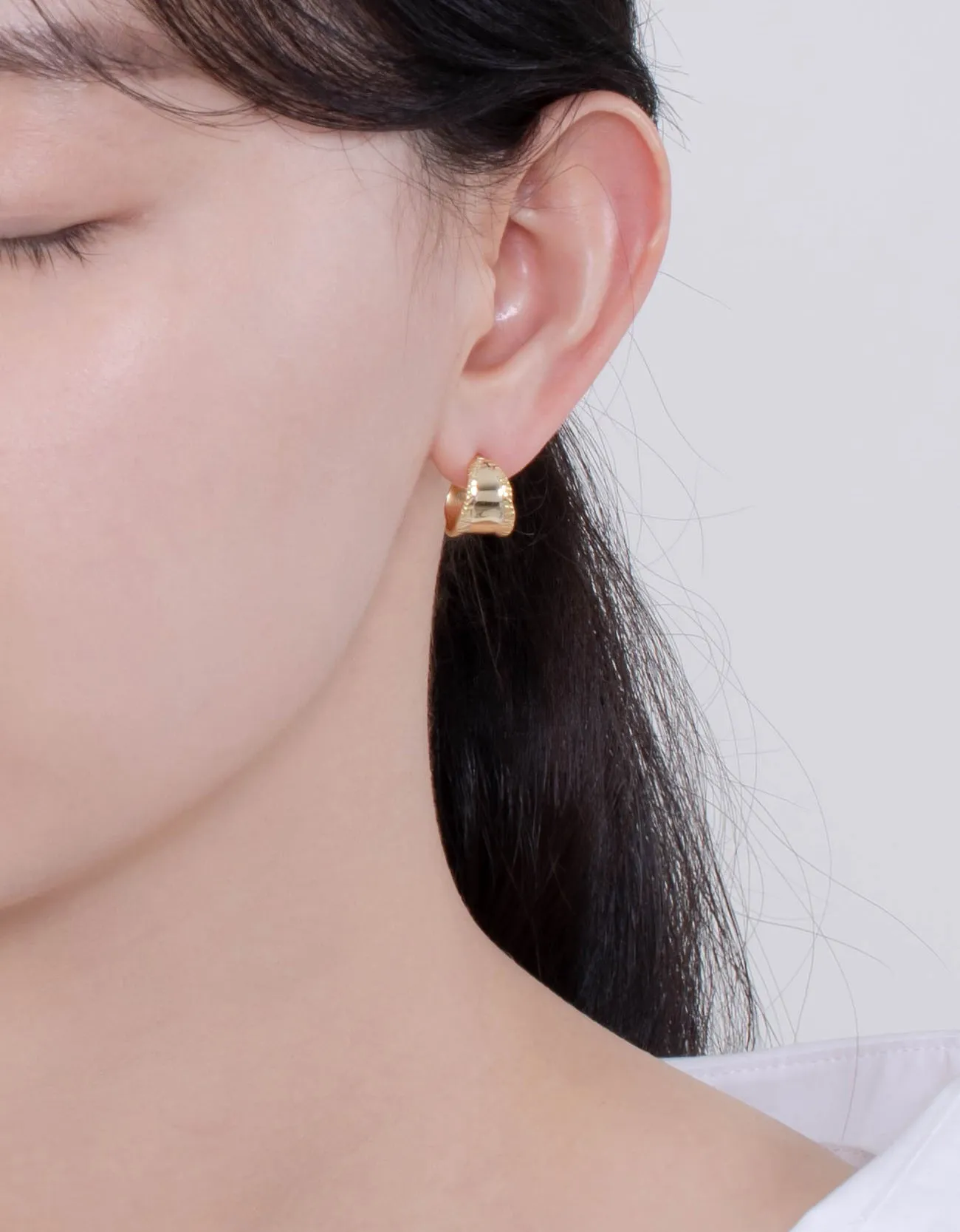Sterling Silver Leaf Design Hoops with 18k Gold Plating