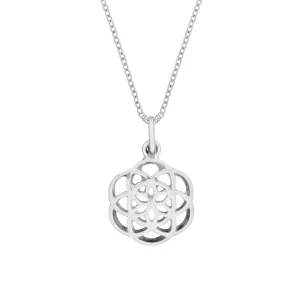 Sterling Silver Seed of Life Pendant - Cut-Out Flower Necklace