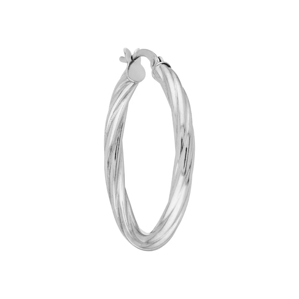 Sterling Silver Twist Hoop Earrings