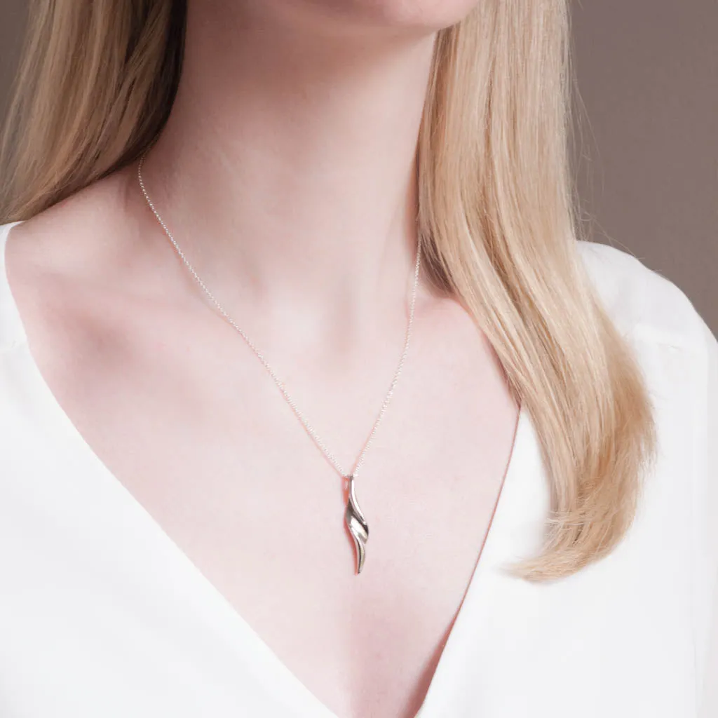 Sterling Silver Twisted Ribbon Pendant Necklace