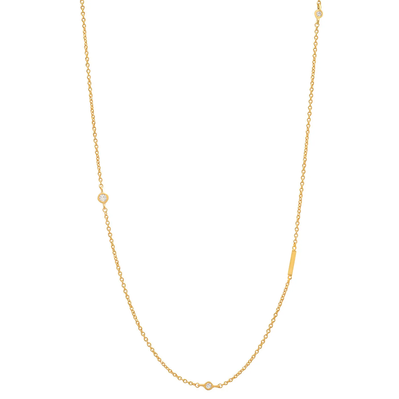 Tai Gold simple chain initial necklace with three CZ