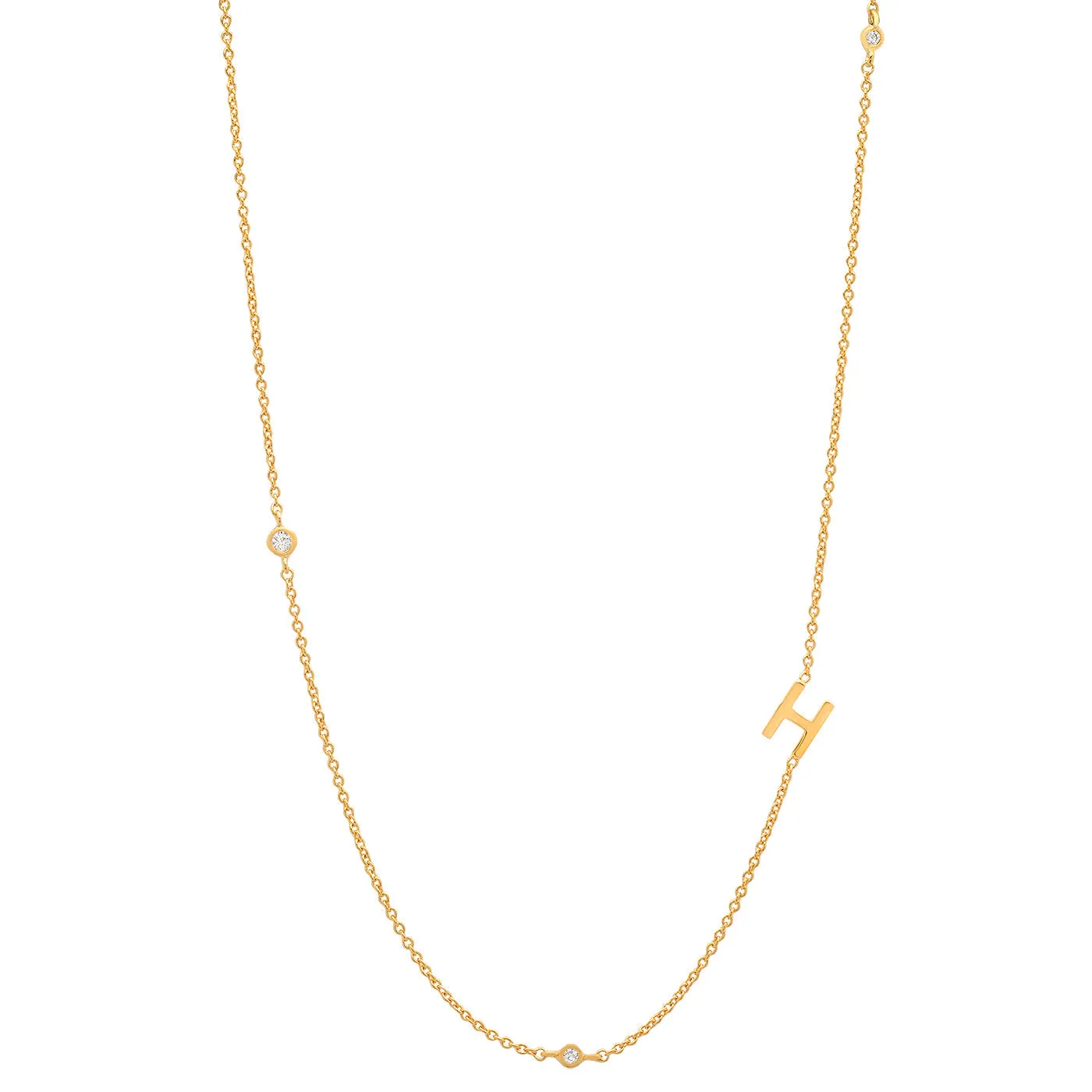 Tai Gold simple chain initial necklace with three CZ