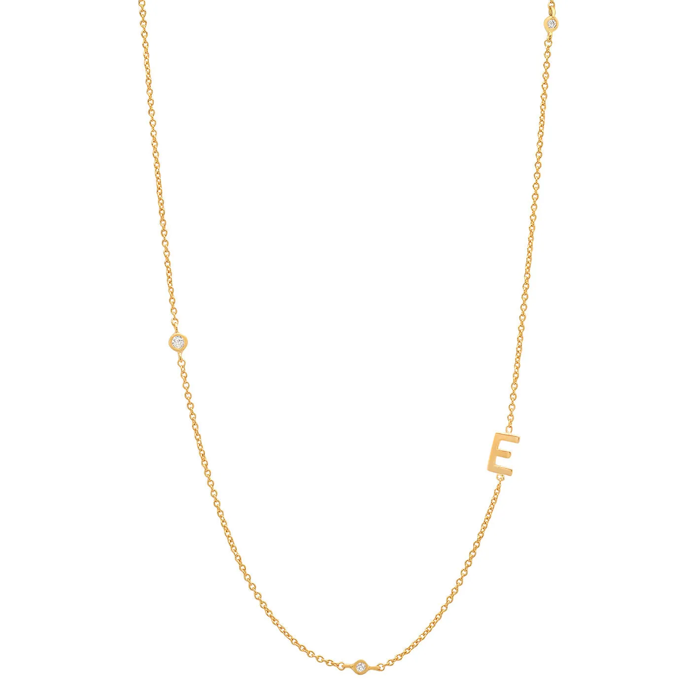 Tai Gold simple chain initial necklace with three CZ