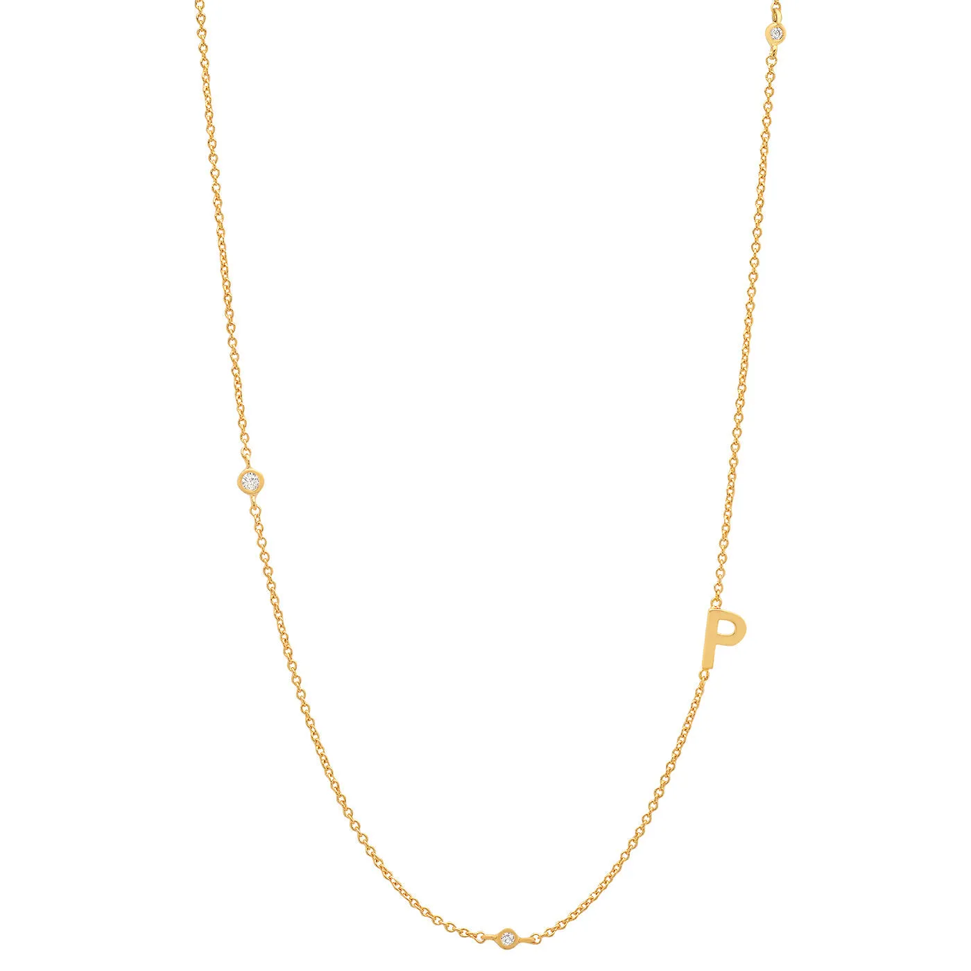Tai Gold simple chain initial necklace with three CZ