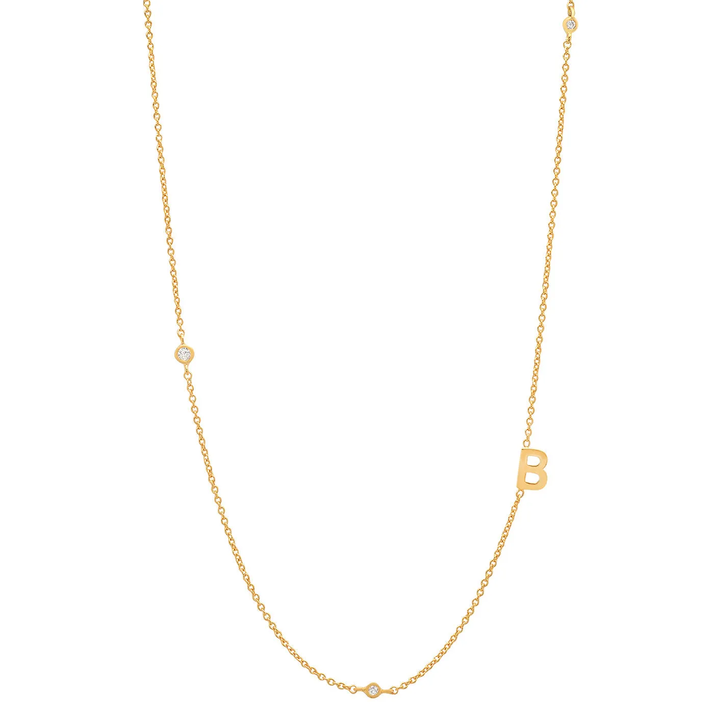Tai Gold simple chain initial necklace with three CZ