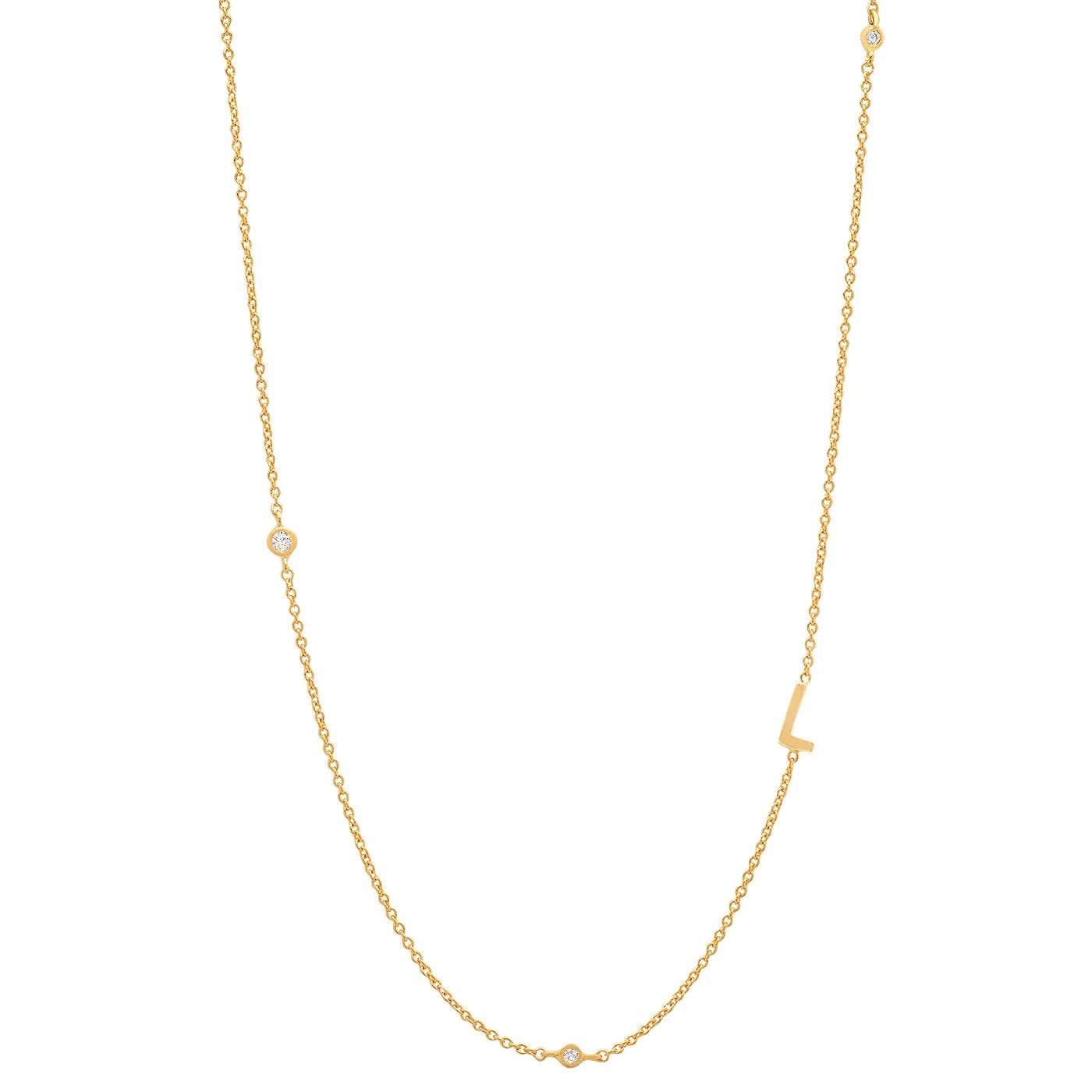 Tai Gold simple chain initial necklace with three CZ