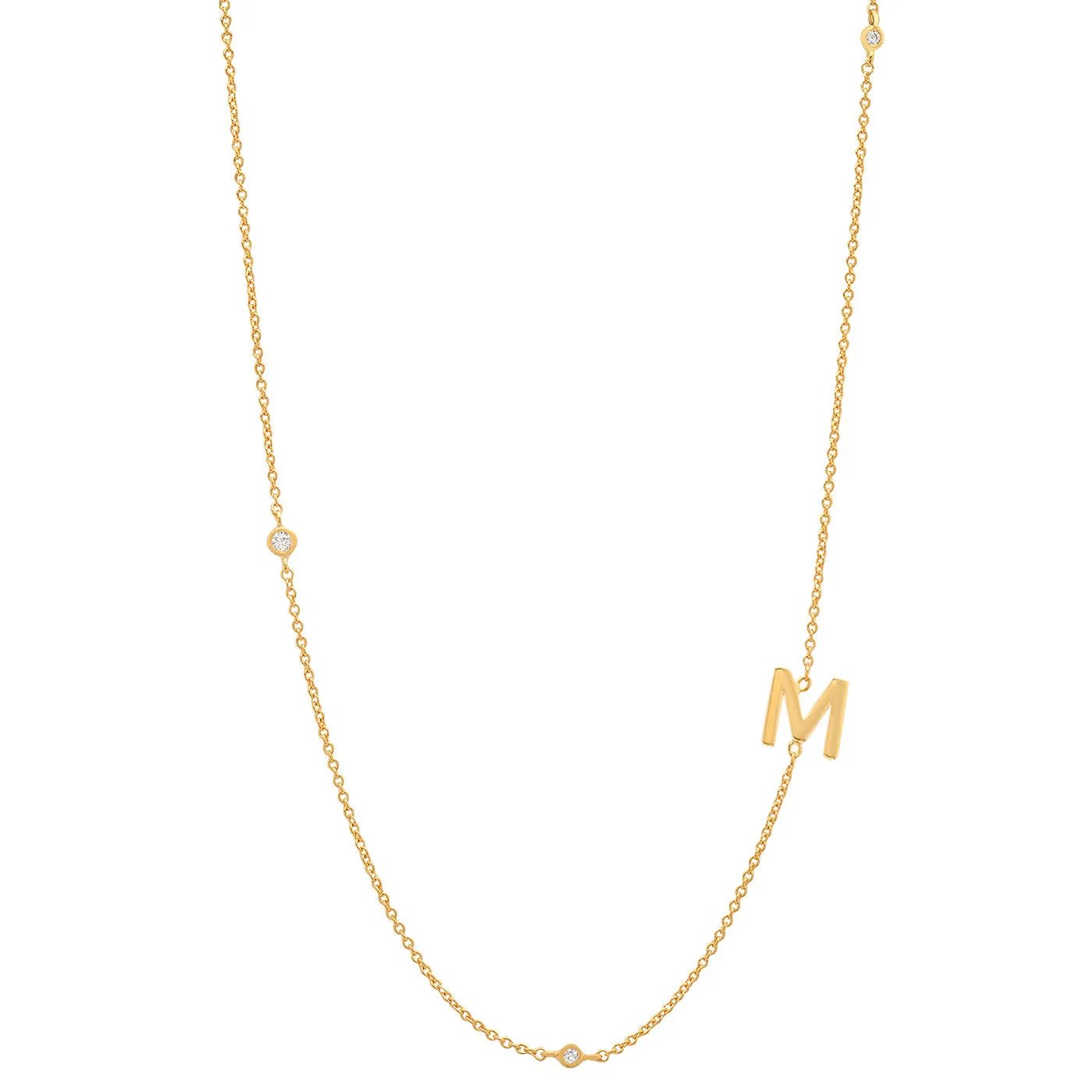 Tai Gold simple chain initial necklace with three CZ