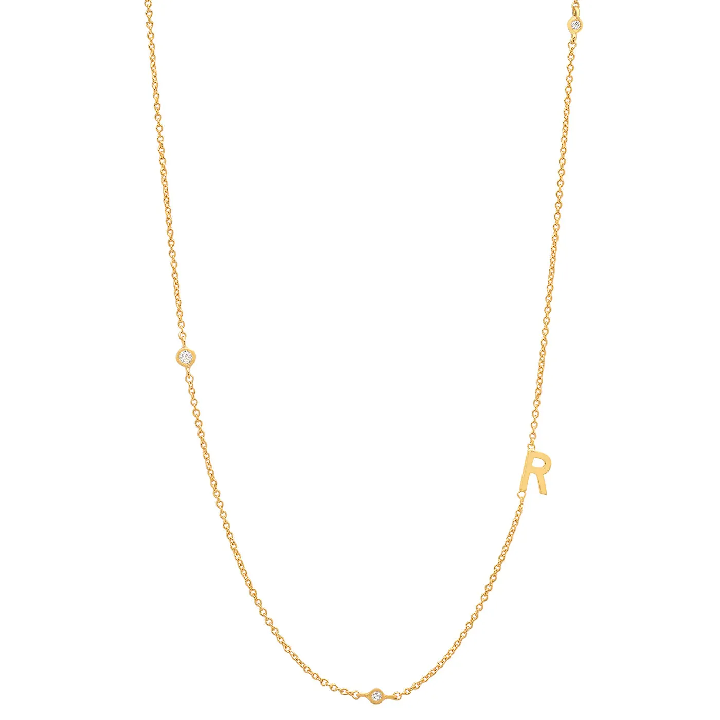 Tai Gold simple chain initial necklace with three CZ