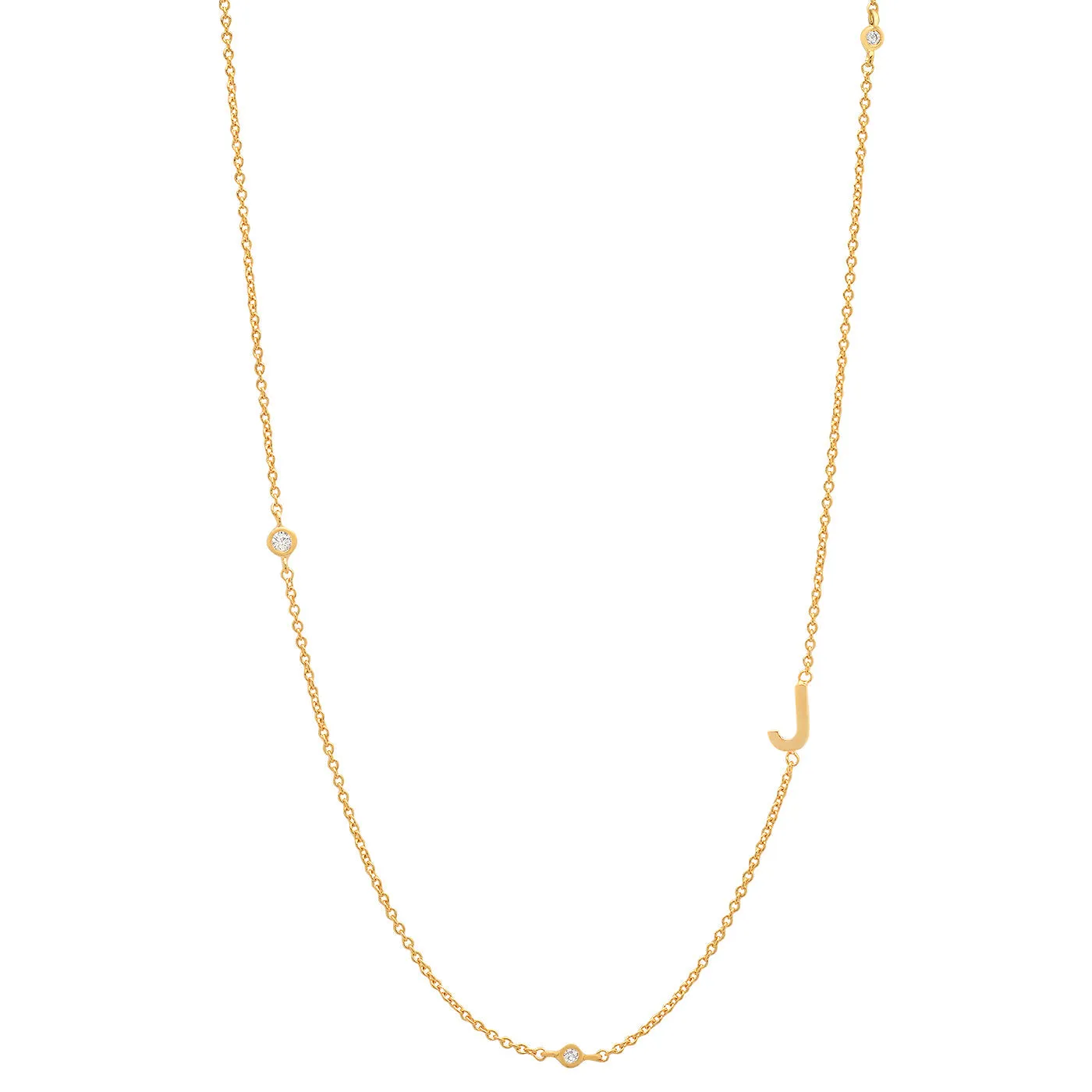 Tai Gold simple chain initial necklace with three CZ