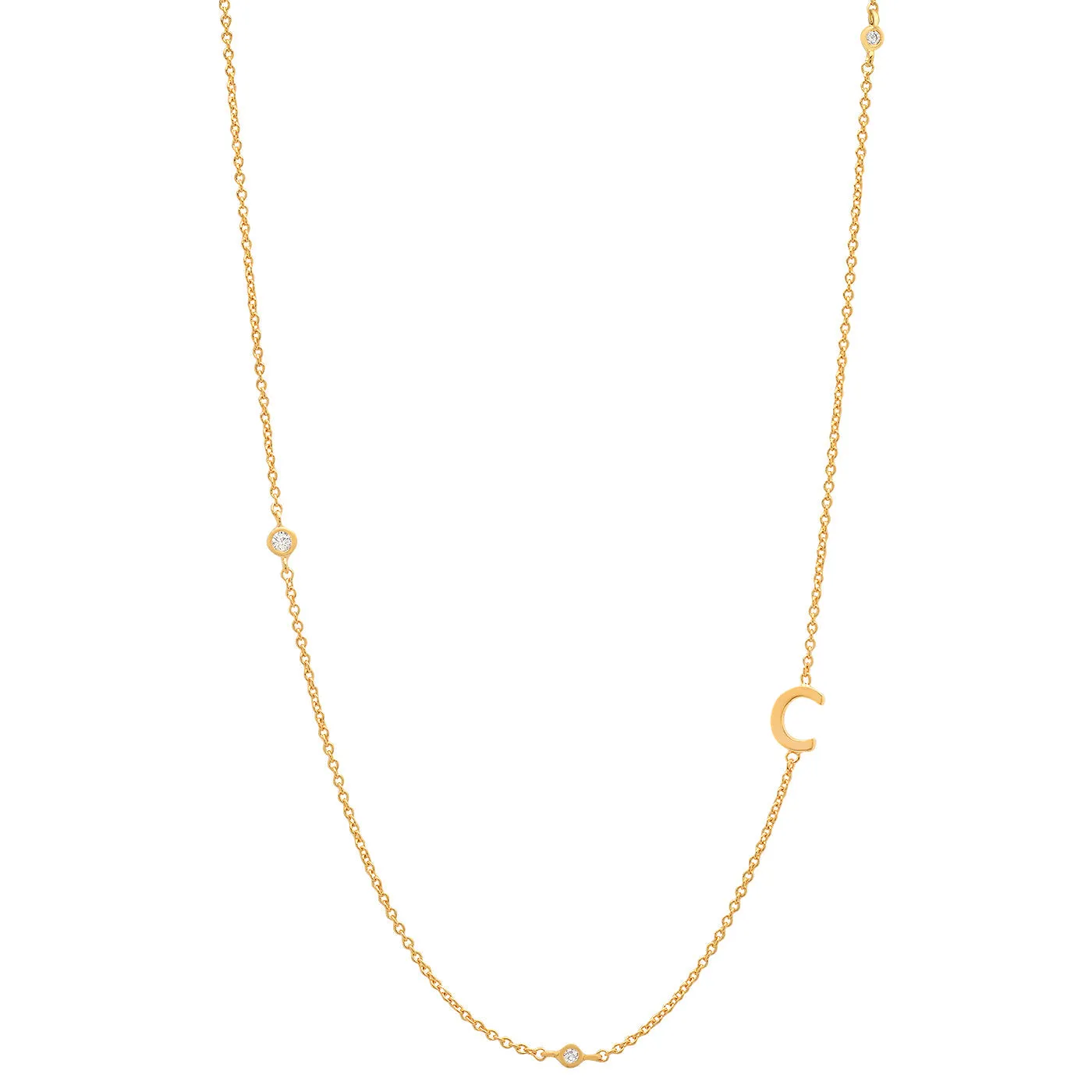 Tai Gold simple chain initial necklace with three CZ