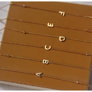 Tai Gold simple chain initial necklace with three CZ