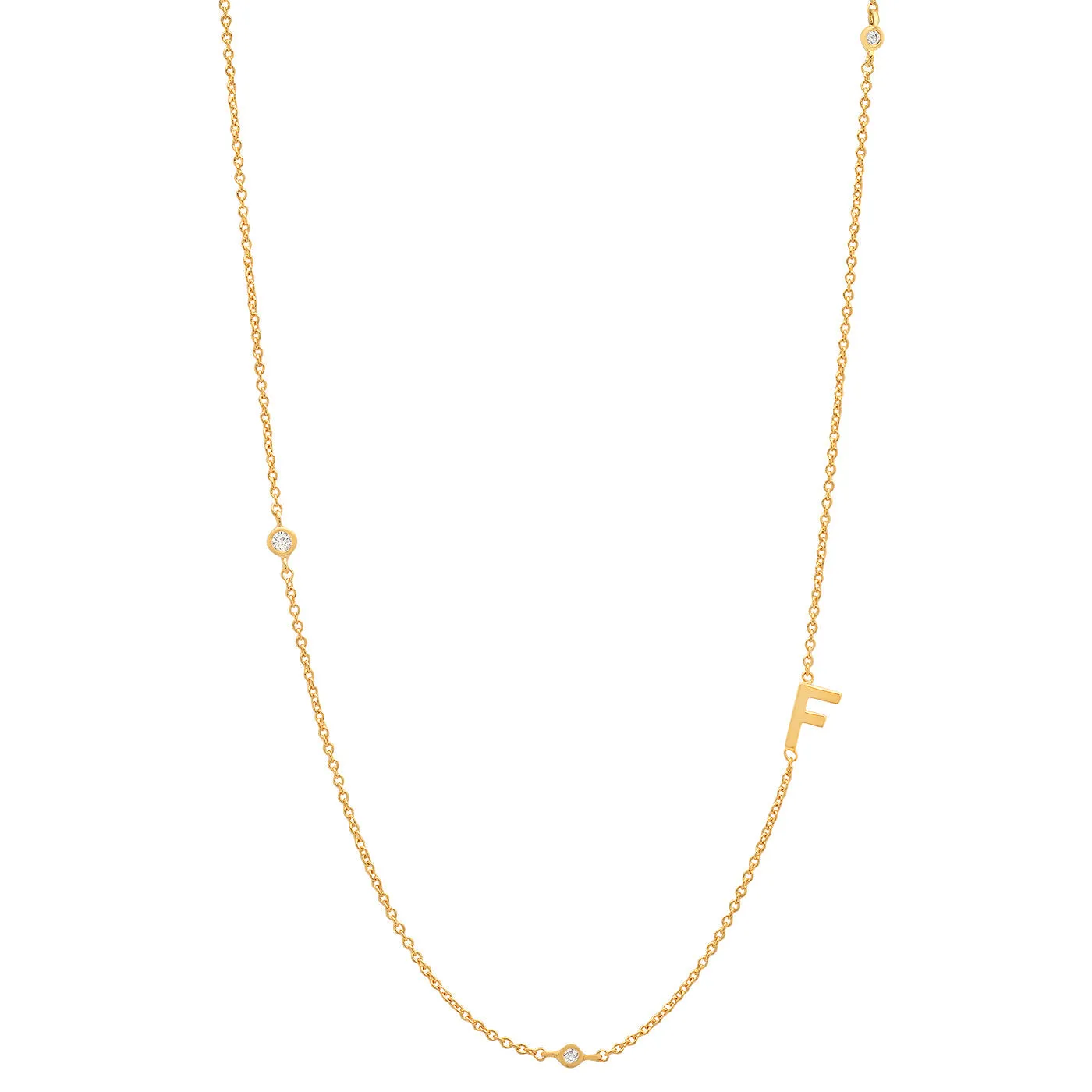 Tai Gold simple chain initial necklace with three CZ
