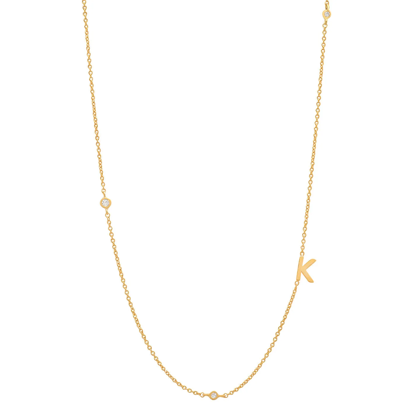 Tai Gold simple chain initial necklace with three CZ