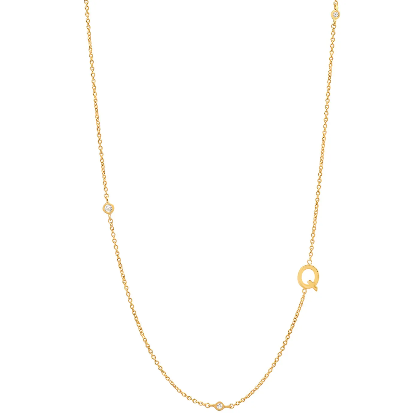 Tai Gold simple chain initial necklace with three CZ
