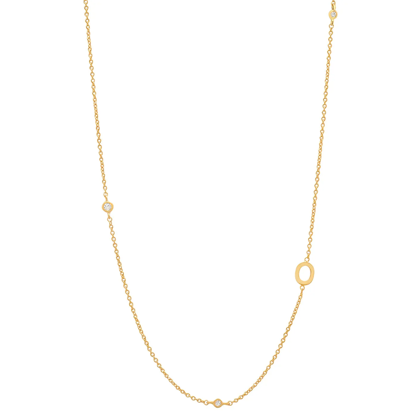 Tai Gold simple chain initial necklace with three CZ