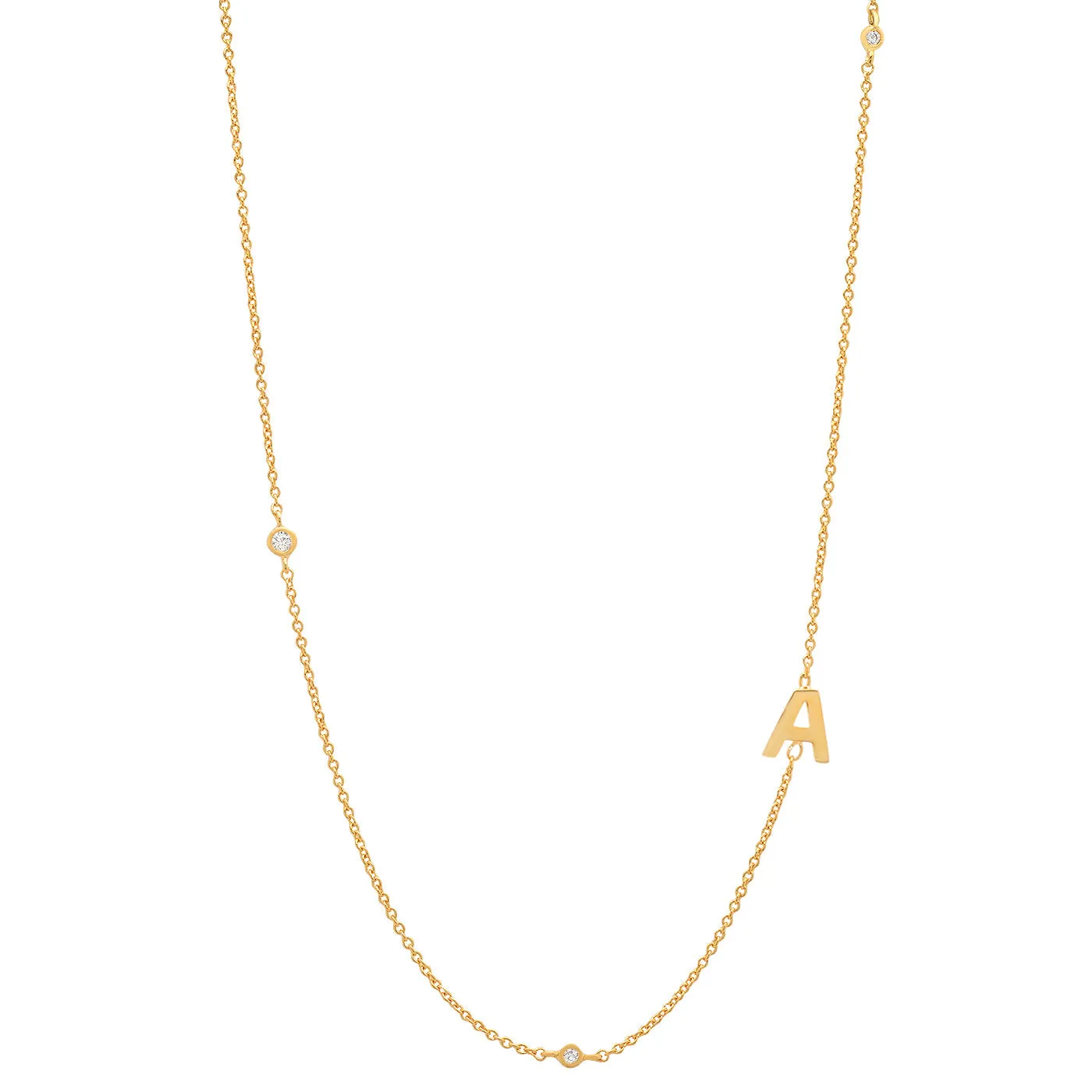 Tai Gold simple chain initial necklace with three CZ