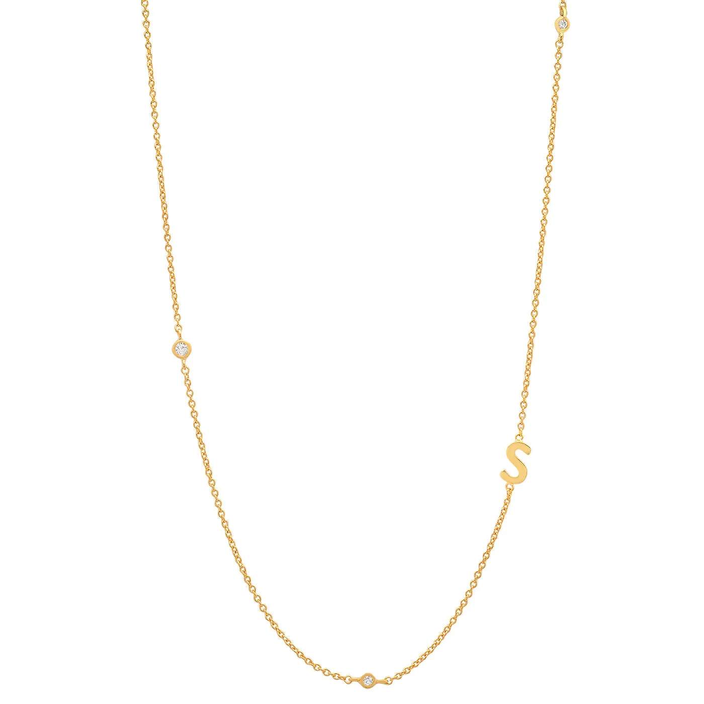 Tai Gold simple chain initial necklace with three CZ