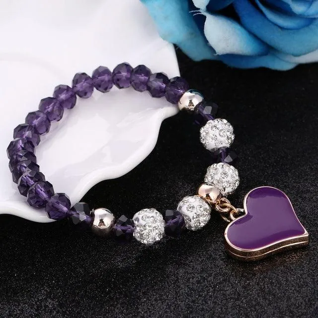 TBOO Crystal Bracelet & Bangle Elastic Heart Bracelets For Women Handmade Rhinestone Beads pulseira masculina Boho Jewelry