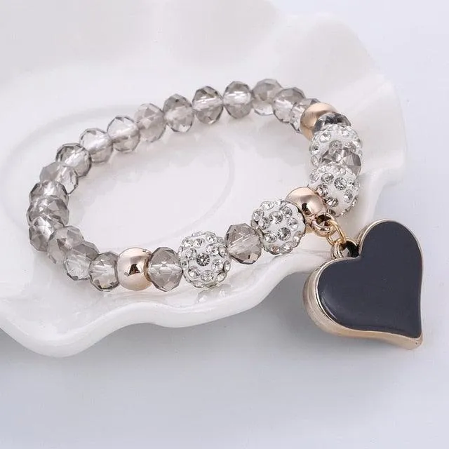 TBOO Crystal Bracelet & Bangle Elastic Heart Bracelets For Women Handmade Rhinestone Beads pulseira masculina Boho Jewelry